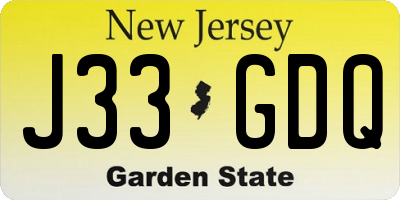NJ license plate J33GDQ