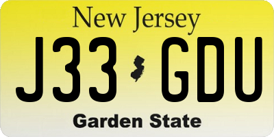 NJ license plate J33GDU