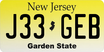 NJ license plate J33GEB