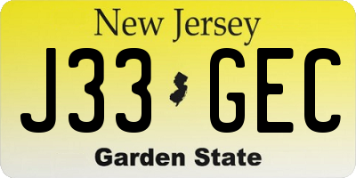 NJ license plate J33GEC