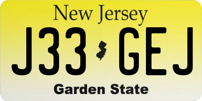 NJ license plate J33GEJ