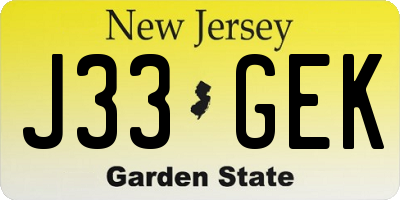 NJ license plate J33GEK