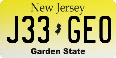 NJ license plate J33GEO