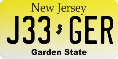 NJ license plate J33GER