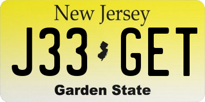 NJ license plate J33GET
