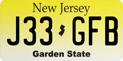 NJ license plate J33GFB