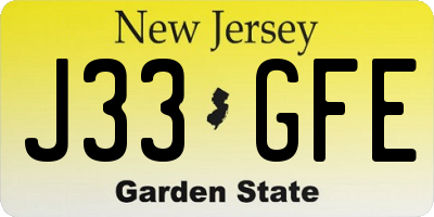 NJ license plate J33GFE