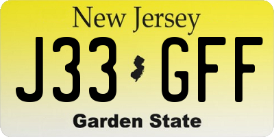 NJ license plate J33GFF