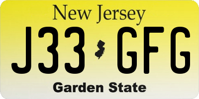 NJ license plate J33GFG