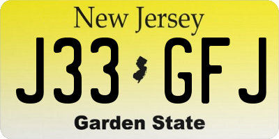 NJ license plate J33GFJ