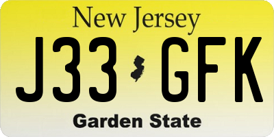 NJ license plate J33GFK