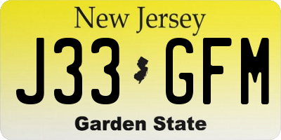 NJ license plate J33GFM