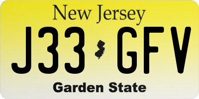 NJ license plate J33GFV