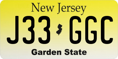 NJ license plate J33GGC