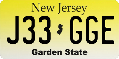 NJ license plate J33GGE