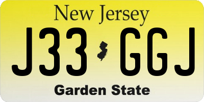 NJ license plate J33GGJ