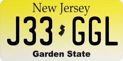 NJ license plate J33GGL
