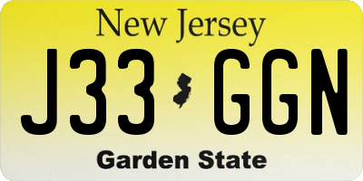 NJ license plate J33GGN