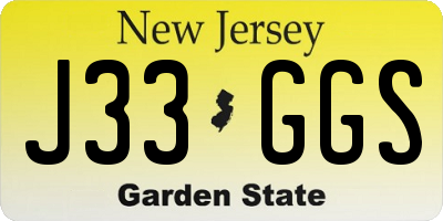 NJ license plate J33GGS