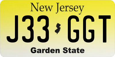 NJ license plate J33GGT
