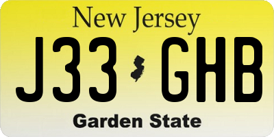 NJ license plate J33GHB