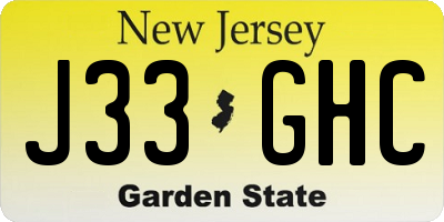 NJ license plate J33GHC
