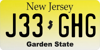 NJ license plate J33GHG