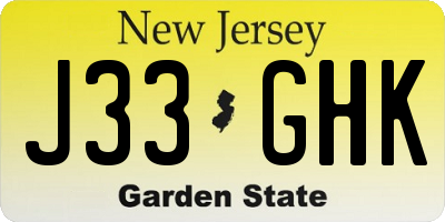 NJ license plate J33GHK