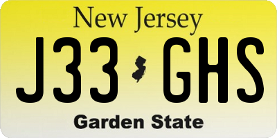 NJ license plate J33GHS