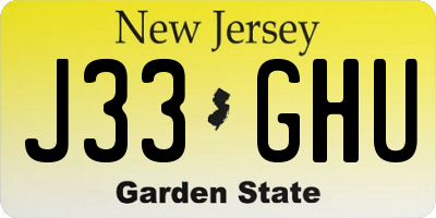 NJ license plate J33GHU