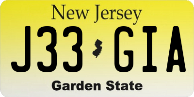 NJ license plate J33GIA