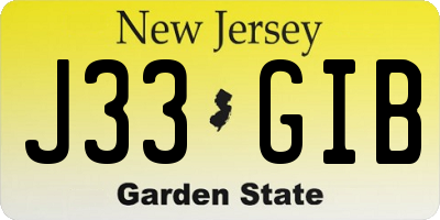 NJ license plate J33GIB