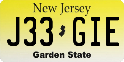NJ license plate J33GIE