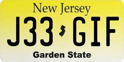 NJ license plate J33GIF