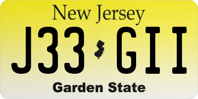 NJ license plate J33GII