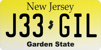 NJ license plate J33GIL