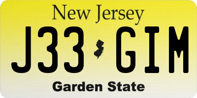 NJ license plate J33GIM