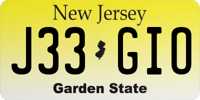NJ license plate J33GIO