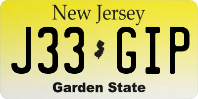 NJ license plate J33GIP