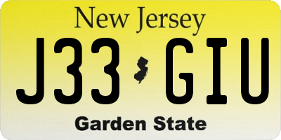 NJ license plate J33GIU
