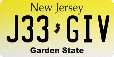 NJ license plate J33GIV
