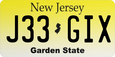 NJ license plate J33GIX