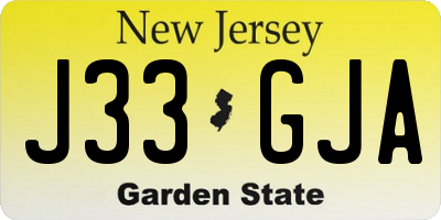 NJ license plate J33GJA