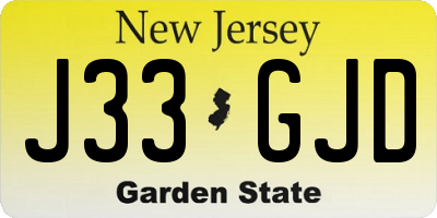 NJ license plate J33GJD