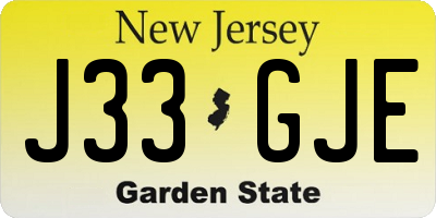 NJ license plate J33GJE