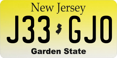NJ license plate J33GJO