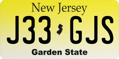 NJ license plate J33GJS