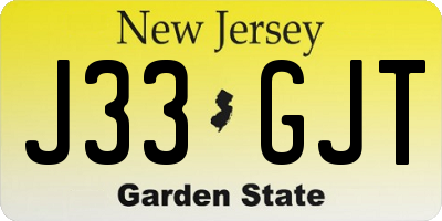 NJ license plate J33GJT