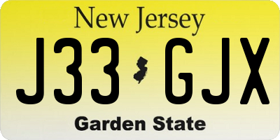 NJ license plate J33GJX