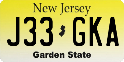 NJ license plate J33GKA